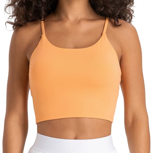 Image of Women's Strappy Stretch Sports Bra Longline Yoga Tank Top Fitness Bra Workout Camisole Crop Tops for Teen Girl