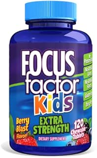 Focus Factor Kids Extra Strength Daily Chewable for Brain Health Support, 120 Count – Vitamins for Kids - Quality Formula – Gluten & Dairy Free Supplements for Children – No Artificial Sweetener
