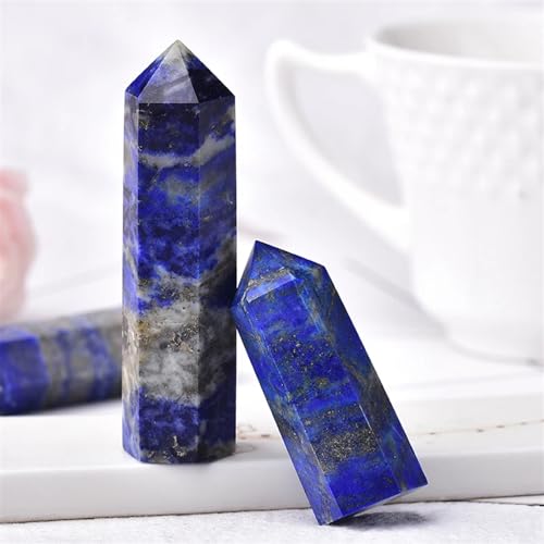 Lapis lazuli hexagonal column quartz point tower gemstone ornament
