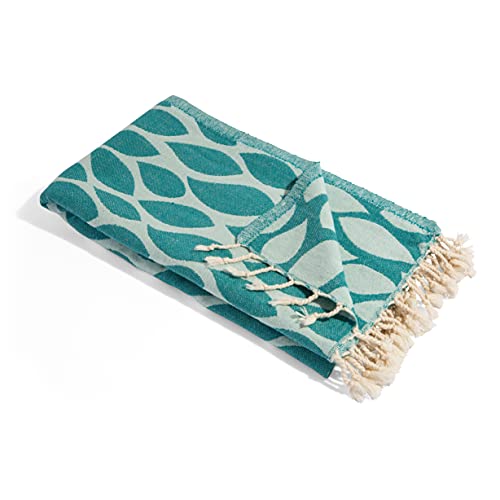 InfuseZen Luxury Peshtemal - Prewashed for Soft Feel - 100% Cotton - Quick Dry Turkish Bath Towel â€“ Thin Lightweight Turkish Beach Towel â€“ Absorbent Hammam Turkish Towel â€“ Large 66â€ x 36â€ (Sea Green)