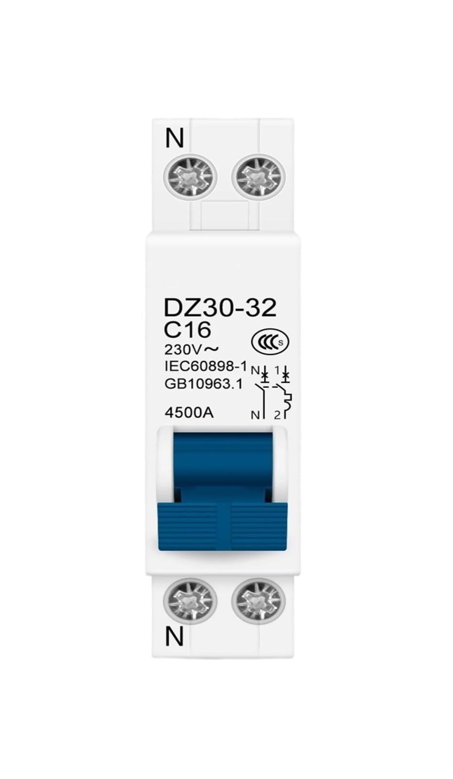DZ30-32 DPN 1P+N 6A 10A 16A 20A 25A 32A 63A Mini interruttore automatico MCB montaggio su guida DIN da 35 mm interruttore di interruzione domestico(32A)