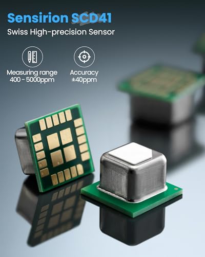 Newentor CO2 Monitor, Air Quality Monitor Indoor Carbon Dioxide Detector with Voice Alert Large Display, Temperature Humidity Meters, Alarm Clocks for Home, RV, Gyms, Offices, Classrooms , 400-5000ppm