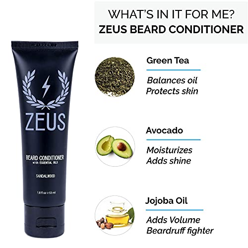 Zeus Travel Size Beard Wash & Beard Conditioner Set For Men – Soften, Hydrates & Moisturizes - Made In Usa (Sandalwood) #TOP2