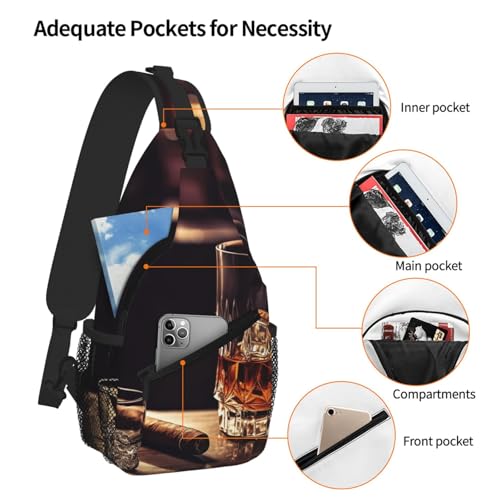 Bolso bandolera whisky y cigarro negro para senderismo miniatura 5