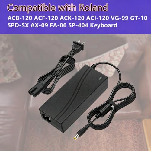 Image of 9VDC Power Adapter Charger for Roland PSB-120 Electronic Keyboard | Compatible with Roland PSB-1U, ACB-120, ACF-120, ACK-120, ACI-120, VG-99, GT-10, SPD-SX, AX-09, FA-06, SP-404 Replace Part