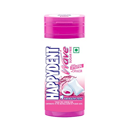 Image of HappyDent Wave, Xylitol Sugarfree Fruits Flavour, Bubble Gum Pocket Bottle, 18 Pc, 28.9 g
