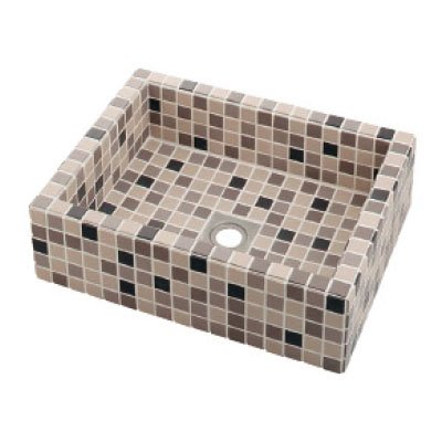 カクダイ 角型洗面器/ブラウンミックス 493-143-BM