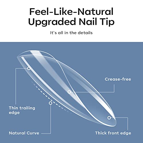 Image of Modelones Medium Almond Nail Tips 510Pcs Clear False Acrylic Almond Press on Nails Pre-shape Full Cover Fake Extension DIY at Home 15 Sizes