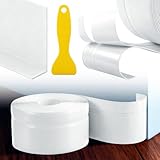 TranRantic Sockelleiste Selbstklebend, 7cm x 8m PVC Weichsockelleiste Selbstklebend, Einfach Schneidbar, Flexible Kantenschutz Leisten für Fenster Wände Küche Fliesen (Weiß, 50x20mm(B) x 8m(L))