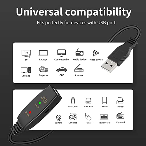 Image of 100FT Active USB Extension Cable 2.0 Male to Female with A Extension chipset Signal Booster - Active Extension /Repeate