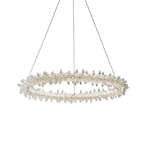 Modern Luxus Runde Kristall Leuchten Kronleuchter Lüster,Ring Restaurant Verstellbare Hängendes Licht Befestigung Für Esszimmer Wohnzimmer Bar LED Leuchten Pendelleuchte-Weißes neutrales licht 60cm Cover