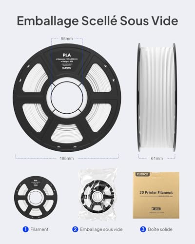 Filament PLA 1,75 mm sans blocage avec pr&eacute;cision &plusmn;0,02 mm - 6