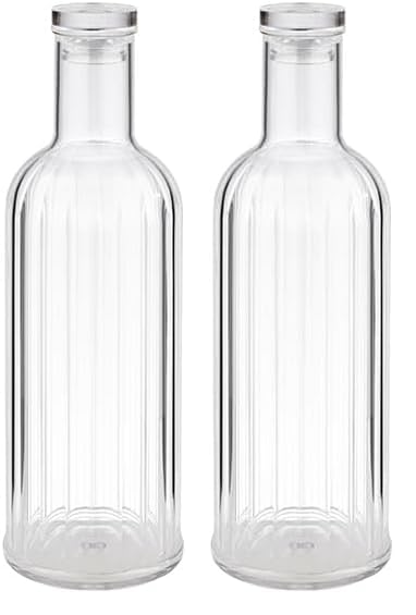APS 10748 Bottiglia -STRIPES-, Ø 9 cm, H: 28,5 cm, 1 litro, MS, silicone, trasparente (Confezione da 2)