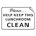 Please Help Keep Your Lunchroom Clean Security LABEL DECAL STICKER 8