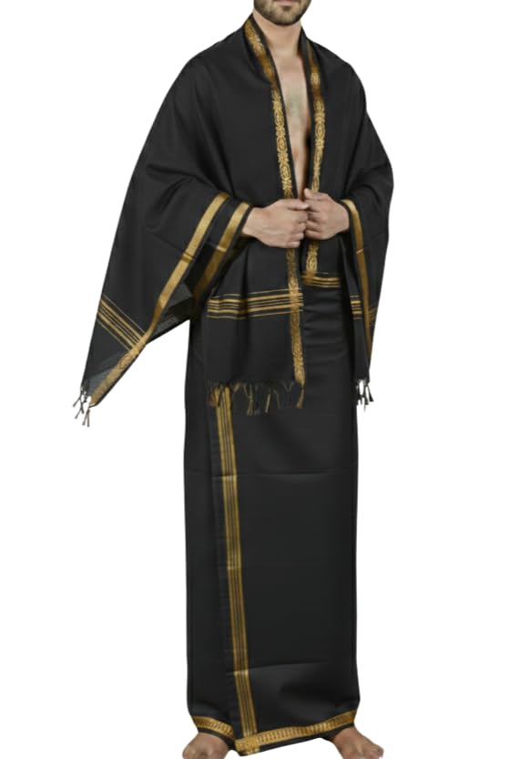 tharunsha elite 100% Cotton Men's Single Dhoti -2 Mtrs/Mundus/Dhoti Line with Gamcha-picture-32