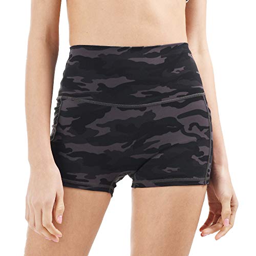 Short de ioga feminino JNVNI de cintura alta de 20,32 cm/7,62 cm com bolsos para treino, corrida, co
