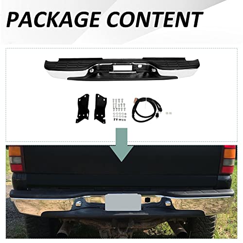 Kuafu Rear Step Bumper Compatible With 1999-2007 Chevy Silverado Gmc Sierra 2500 Hd 3500 Truck Chrome Steel Replacement For Gm1103129 12473000 #TOP2