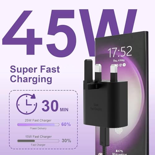 Image of Original 45Watt Charger Compatible with Samsung Z Flip, Z Fold 2, Z Flip 3, Z Fold 3, Z Flip 4,Z Flip 5, Z Fold 5 [New*Model Black]