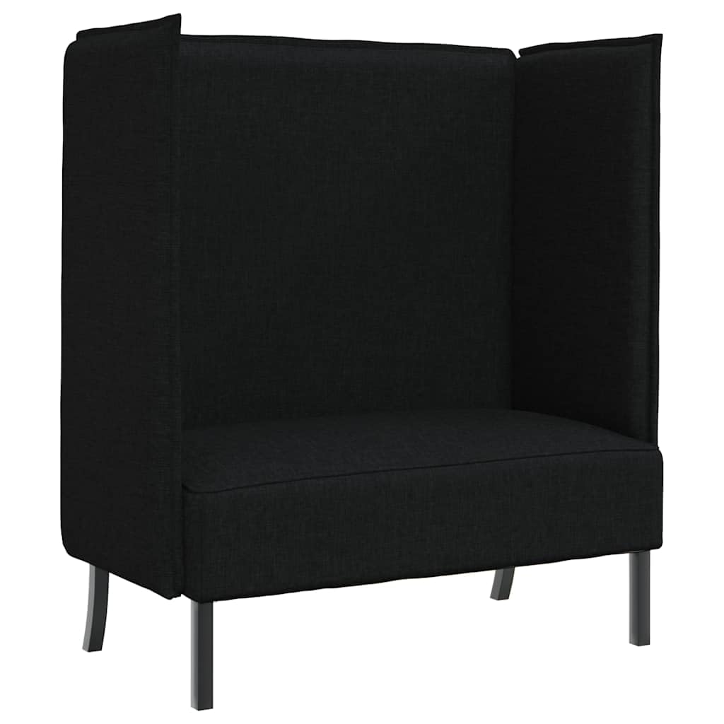 Sofá de dos plazas, tejido negro, 101 cm
