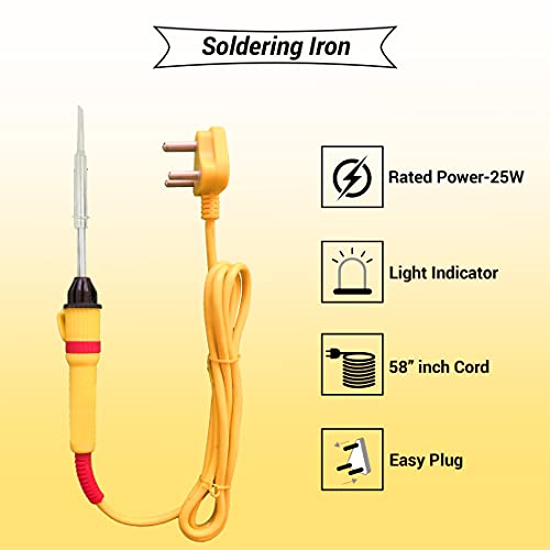 Image of Walkers Basic Bundle Electric 25W Soldering Iron Machine Tool Kit - Set of 9 with Flux Paste and Wire 25 W Simple (Flat Tip)