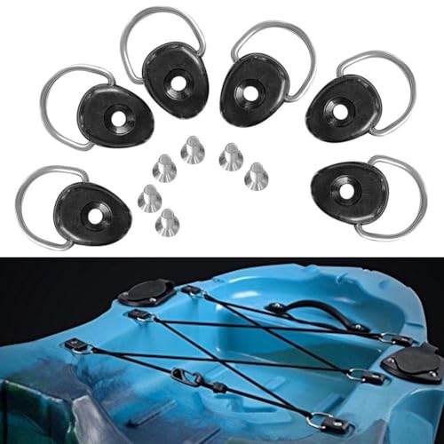 Juego de 6 anillos en D para kayak con grilletes de acero inoxidable para remo, lazo, barco, canoa, pesca, aparejos de nailon, hebilla de reparación