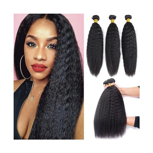Menschliche Haarbündel Verworrene gerade Bundles 8-40 Zoll verworrene gerade menschliche Haarbündel 1/3/4 Stück Yaki gerade Bündel Malaysia Remy Haarverlängerungen for schwarze Frauen Haarverlängerung