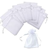Perfektes Design - Die Organza Säckchen verwenden das Kordelzug design aus Satin, das sich leicht öffnen und schließen lässt. Beidseitige Stiche sorgen für Robustheit und Langlebigkeit,Schmuckbeutel handelt es sich um Schmuckverpackung, alternativ auch für kleine Süßigkeiten, Blumenblätte und viele weitere kleine Geschenke,Voll flexible und komfort als Einweg Geschenk Beutel