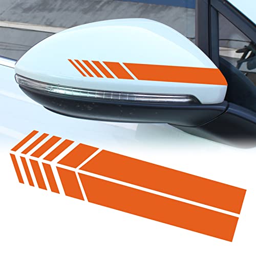 2 Pc Rearview Mirror Sticker, Striped Car Pull Sticker, Car Exterior Accessories, Car Body Sticker Side Decal, Stickers Decor Diy (Orange) #TOP26