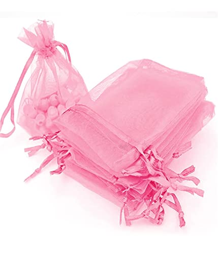 50 pcs Bolsas de organza,Bolsa de regalo de organza, Bolsa para joyas,Bolsa de boda,Bolsa de lavanda,Bolsa de lavanda,Preferencias de boda,para guardar artículos pequeños, bocadillos o joyas(Rosado)