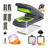 TBATM Picadora de Cebolla sin Lágrimas, Cortaverduras Manual Multifuncional, Cortador a Cubos y Juliana con Cuchillas Intercambiables para Ensaladas y Cocina Diaria,Verde