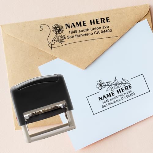 Teryiaco Personalization - Address Stamps - Custom Stamps - Self-inking Return Address Mail Three lines of Custom address Stamps - Wedding Invitation Stamps (Small 9/16\" x 1-1/2\") - Thumbnail 4