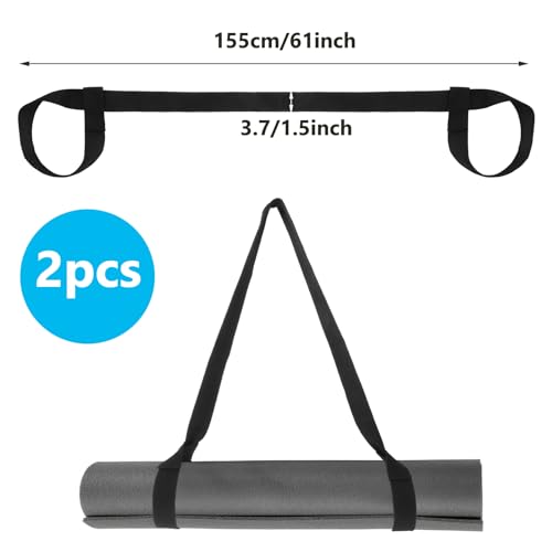 Prasacco 2 Pack Yoga Mat Strap Adjustable Yoga Mat Holder Large Yoga Mat Carrier Yoga Pad Strap Multi-Purpose Yoga Mat Sling - Image 3