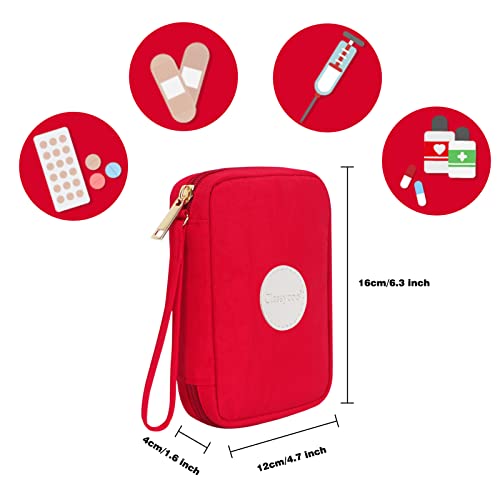 Classycoo First Aid Bag Empty First Aid Kit Emergency Treatment Medical Bags Multi-Pocket For Home Outdoor Travel Camping Hiking Mini Medicine Bag Portable Pouch Red #TOP1