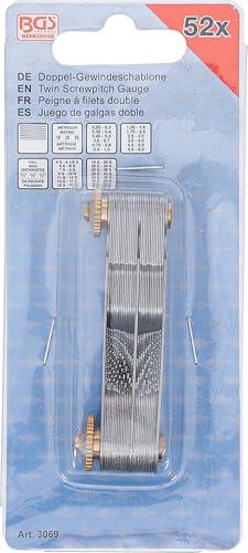 BGS 3069 | Doppel-Gewindeschablone, 52 Blatt | metrisch 0,25-6,0 mm, Whitworth 4G - 62G