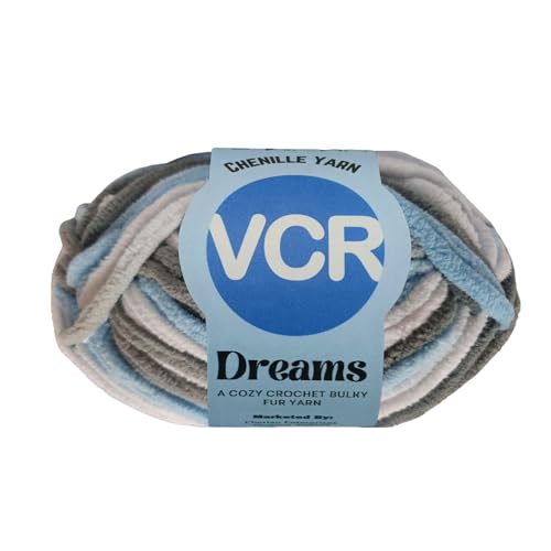 Image of VCR Sky Tri-Color, 100 Grams Hank, 60 Meters Length, Premium Polyester Ball for Crochet and Knitting, Pack of 1 Yarn, Soft and Bulky Fur Suitable for DIY