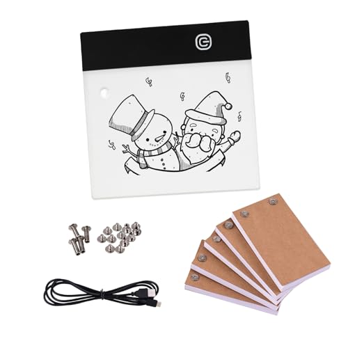 YDuupxe Kit di Animazione Flipbook con Tappetino Luminoso a LED 300 Fogli di Carta per Libri Sfogliabili 3 Livelli di luminosità Sensore Tattile per Disegni Tracciamenti Schizzi con