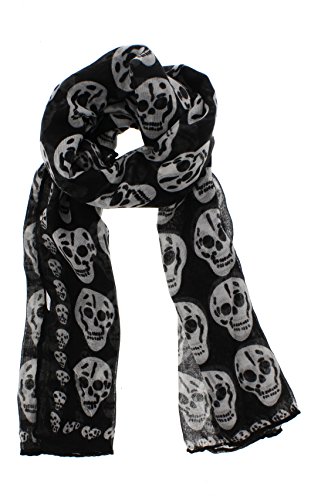 Image of Zac's Alter Ego Long Lightweight Fashionable Unisex Skull Print Scarf