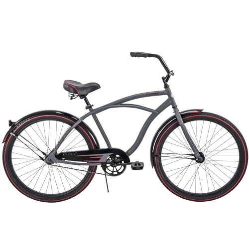 Huffy Fairmont 26" Cruiser Bike Mens, Matte Gray Frame, Comfort Padded Saddle, Ergonomic Design, Anti-Spray Fenders, Quick Connect Build by Huffy - Image 9