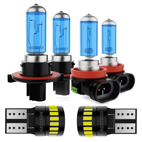 Image of HeadLight Bulbs Fit for 2009-2019 Ford Flex,9008 High Low Beam Light Bulbs H11 Fog Light License Plate Lights Combo,Halogen HeadLight,300% Brightness,Plug and Play,6000K White,6 Pcs