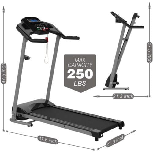 Image of Large Treadmill, Multifunctional Folding Electric Treadmill with Handles, Smart Device Holder, 255 Lbs Weight Capacity, Foldable Design, Easy to Use