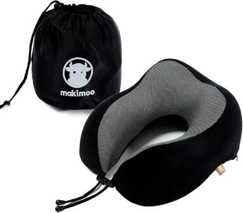 Oreiller de voyage en mousse à mémoire de forme, oreiller cervical avec appui-tête à 360 degrés, confortable et léger, idéal pour dormir dans l’avion,...
