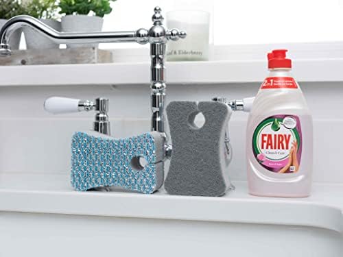 Addis Fairy Platinum Non Scratch Sink Washing up Mate Scourer Sponge, Pack of 2, Grey,One Size