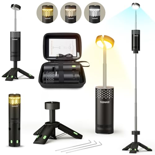 TIDNNS Camping Lights Rechargeable, Detachable Camping Lantern with Stand, Telescopic Waterproof Camping Lamp, Magnetic Work Hanging Light, LED Tent Flashlights for Emergency, Power Outages (Black) -  YL-302