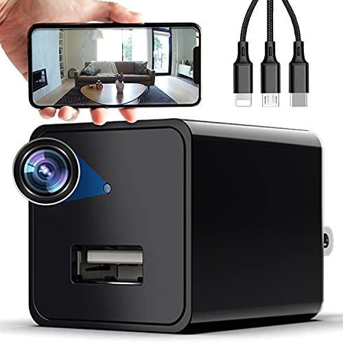 Optrixs Motion Activated Charger Camera – Easy Set Up Camera Charger – 1080p Recording Home Security Camera System with Motion Detection – Indoor Wi-Fi Camera Designed as Phone Charger