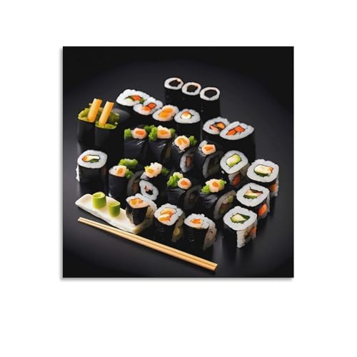 Impression toile sushi japonais noir pour deco murale de cuisine