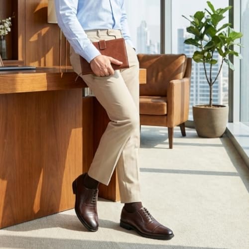 Image of Chardonnay Men's Leather Oxford Formal Shoes | Comfortable Cushioned Dress Shoes for Office & Business