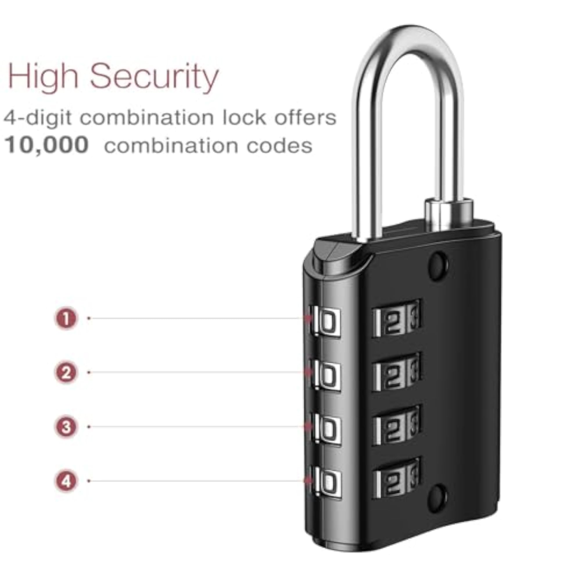 Combination Padlock, 4 Digit Combination Lock
