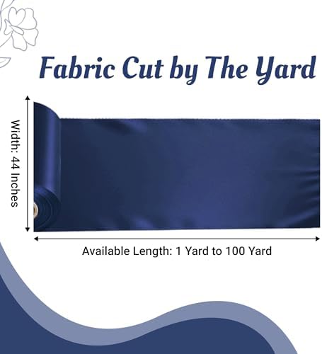 VDS Navy Blue Satin Fabric, 5 Yards Continuous, 45” Wide, Wedding Party Decoration Charmeuse Silky Sateen Bridal Dress DIY Crafts Fashion Scarf Costumes Lining Sewing Backdrop Arch Cloth — view 3