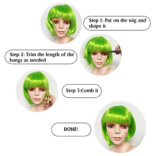 Liuliubty Colored Wigs 6 Pack, Short Bob Hair Wigs Neon Colorful Party Wigs With With Rimless Heart Shape Sunglasses For Women Girls Cosplay Costume Party Holiday Bachelorette Night Club #TOP5