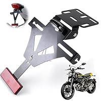 LYPPUL Kennzeichenhalter Motorrad, Universal Nummernschildhalter, Einstellbarer Winkel Motorrad kennzeichenhalterung, LED-Licht Kennzeichenhalter für Meisten Gängigen Motorradmodellen